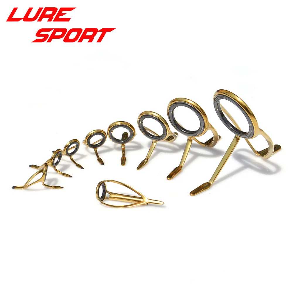 

LureSport 7pcs 9pcs Gold Frame guides Set KW30 guide MN10 Top Heavy Boat Rod Building component Repair pole DIY Accessory