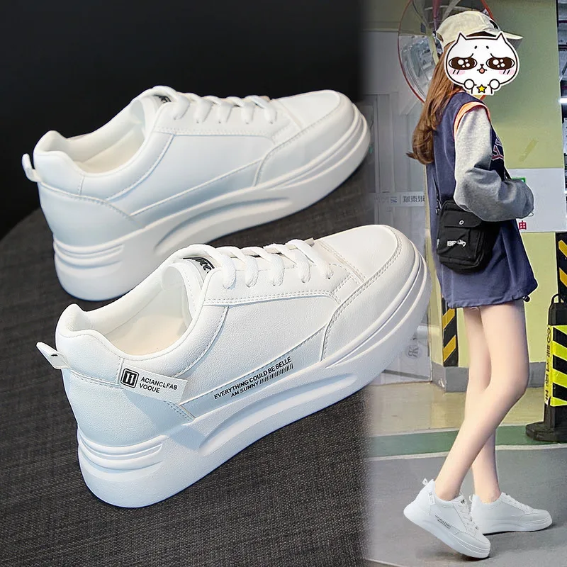 

White shoes women's shoes summer thick-soled new fashion hot spring and autumn 2022 increased leather breathability