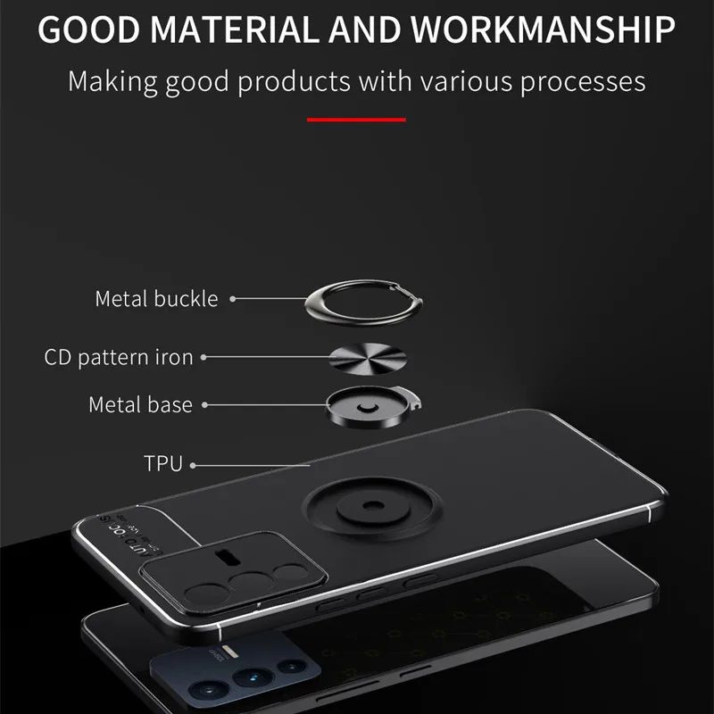 For Vivo V23 Pro Case For Vivo V23 Pro Capas Phone Bumper Shockproof Soft Ring Magnetic Holder For Cover Vivo V23 Pro V23 Fundas