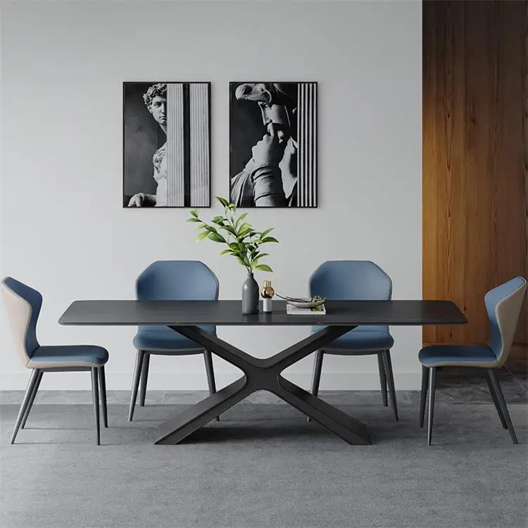 

Новый дизайн мебель для столовой из углеродистой стали мрамор Железный камень роскошный обеденный стол