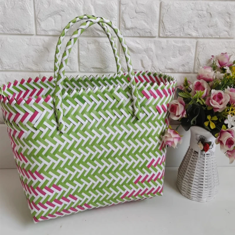 Дизайнерская плетеная женская сумка из ПВХ вместительный тоут сумочка ручной