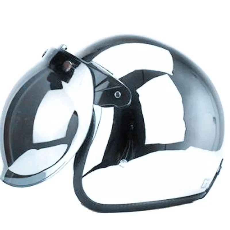 Mirror motorcycle helmet  for cafe racer jet capacetes de motociclista  sliver chrome vespa cascos para moto enlarge