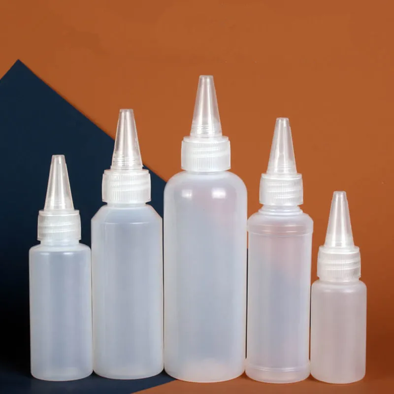 

2pcs/lot 30ml 60ml 100ml Squeeze Bottle for Sauce Plastic Squirt Container Refillable Bottle with Cap for Kitchen Glue Container