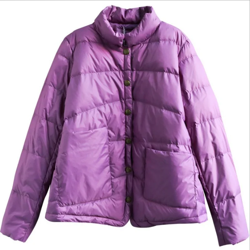 Autumn and Winter Retro Literary Light Short Collar Down Jacket Women Loose Bread Down Jacket for Women