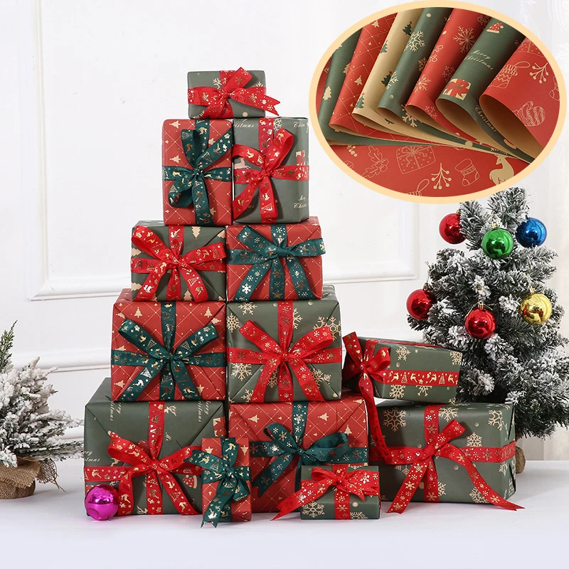 Packaging Paper Xmas Tree Snowflake Print Birthday Party Wedding Diy Craft Paper