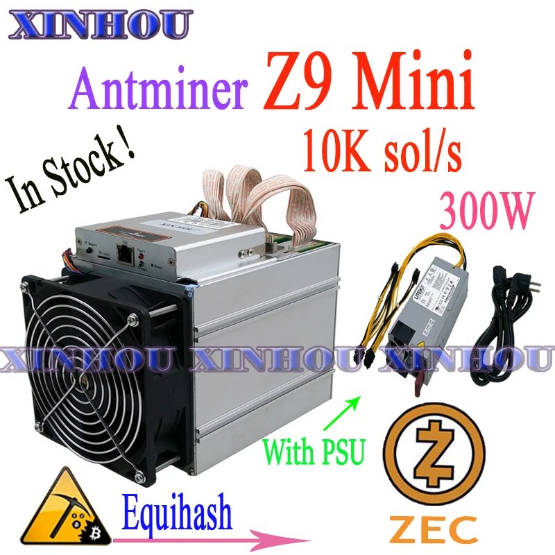 Asic ZEC Miner Antminer z9 Mini 10k Sol/s 300W Equihash With PSU Better than S9 S9K T9+R4 T17e S17e Z11 Z9 A9 M20S M21 M3 S17 E9
