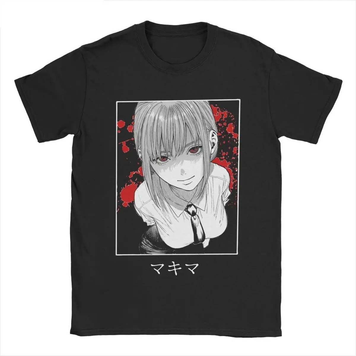 Chainsaw Man Makima Manga T Shirt for Men 100% Cotton Funny T-Shirt Crew Neck Tee Shirt Short Sleeve Tops New Arrival