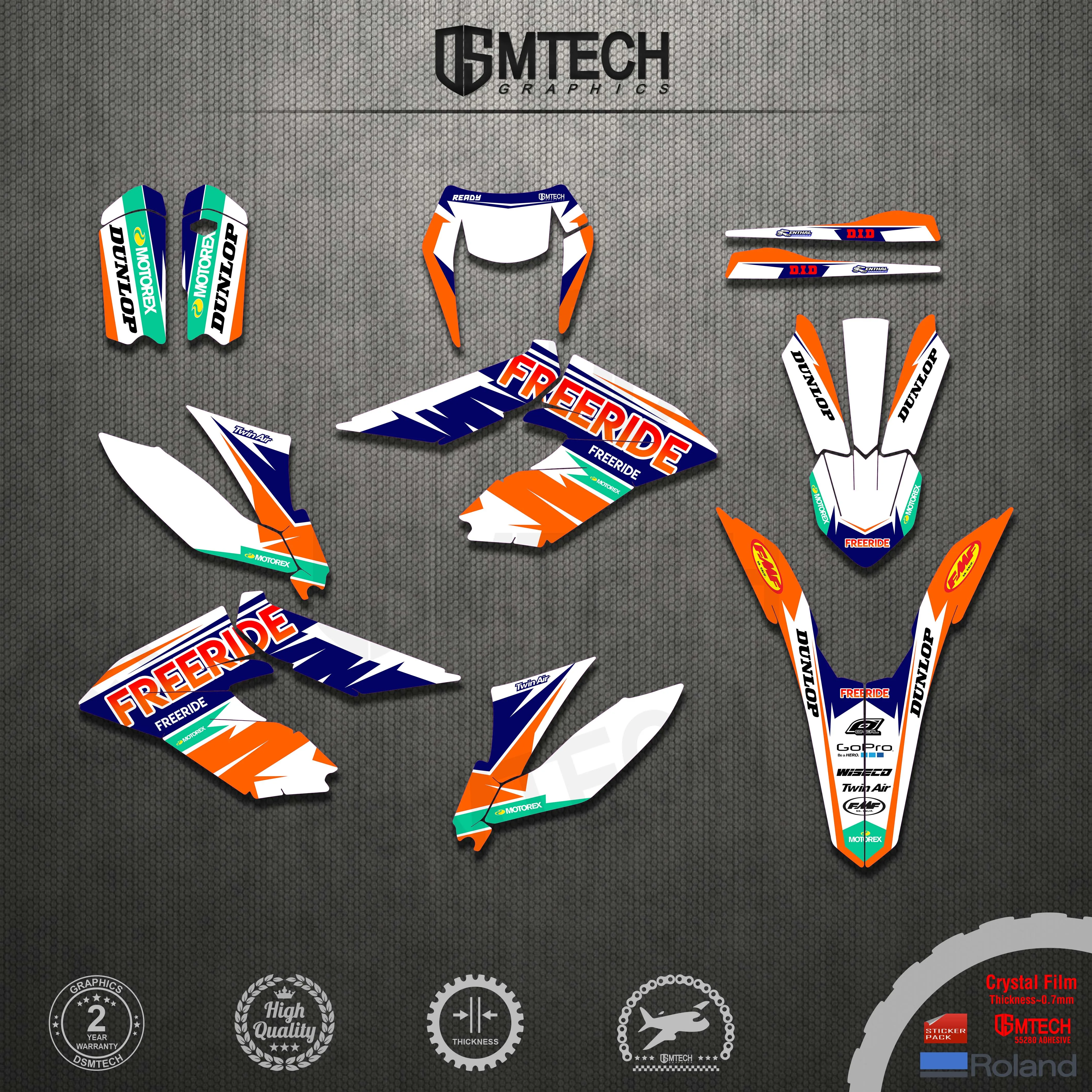 DSMTECH Full Graphics Decals Stickers Custom Number Name Glossy Bright Stickers Waterproof for KTM 12-17 18-21 FREERIDE 250 350