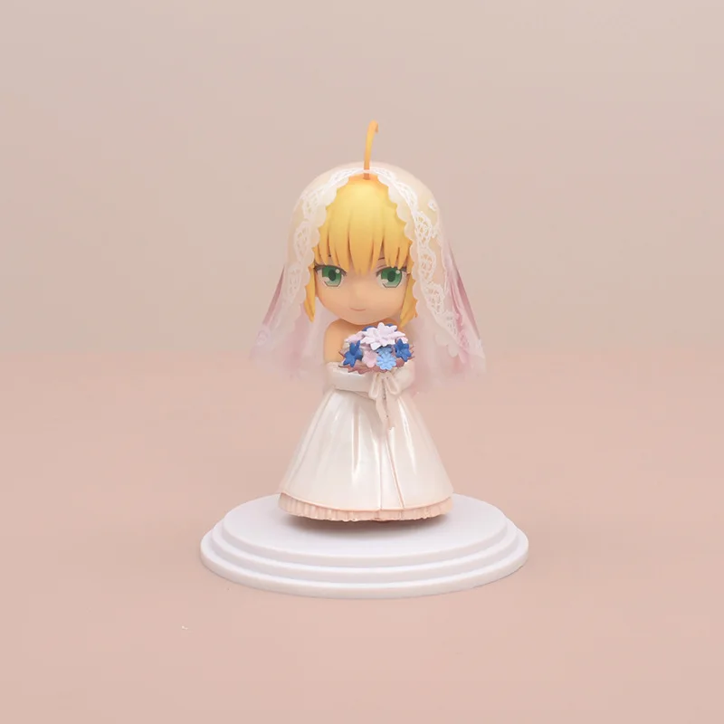 

11cm Anime Fate Stay Night Action Figure Saber Wedding Dress Altria Pendragon Kawaii Girl Doll PVC Collectible Model Toy Gift