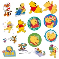cartoon winnie the pooh patches for kids clothing jacket iron on transfers stickers washable heat vinyl ironing on cloth decor