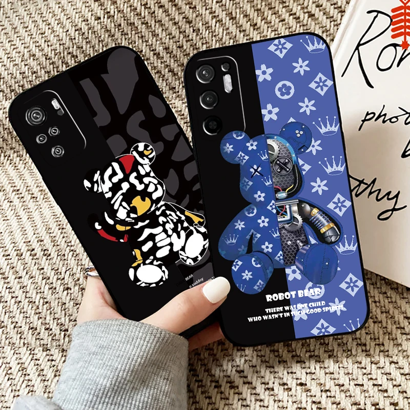 

Luxury Trend Fashion Bear Phone Case For Xiaomi Redmi Note 10 10S 10T 9 9S 9T 5G For Redmi 10 9 9T 9A 9C Case Soft Funda
