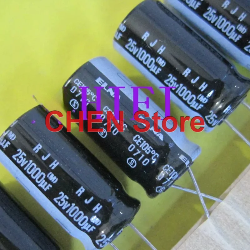 Фото 20 шт./лот, оригинальный электролитический конденсатор ELNA RJH 1000UF 25V 12.5X25MM 85C 25V1000UF, бесплатная доставка №1