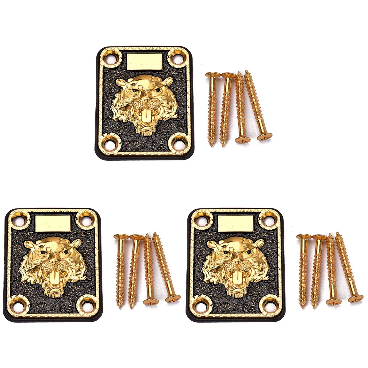 

3 Square Guitar Neck Reinforcing Plate Neck Base Plate with 4 Screws For Strat Style Style Electric Guitar