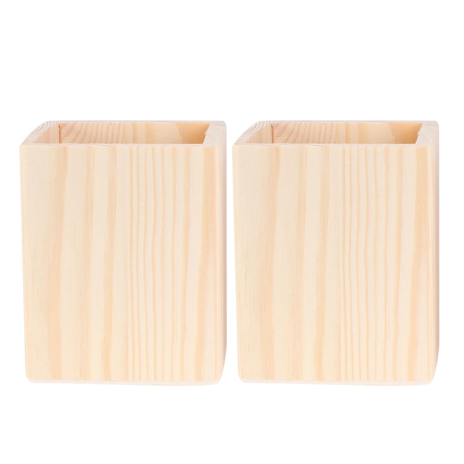 

Holder Pen Wooden Wood Container Organizer Desk Cup Brush Pot Makeup Box Desktop Office Storage Diy Organize Stand Decorative