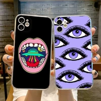funny cartoon mouth phone case transparent for iphone 13 12 11 pro max mini x xr xs 7 8 6s plus 13pro phone full coverage covers