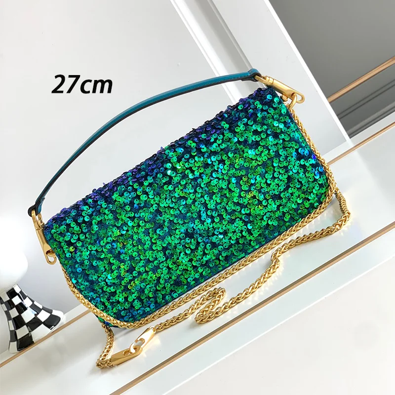2023 New Embroidery Bead Bag Retro Design Luxury Chain One Shoulder Crossbody Bag Evening Party Handbag Women's Fashion Handbag