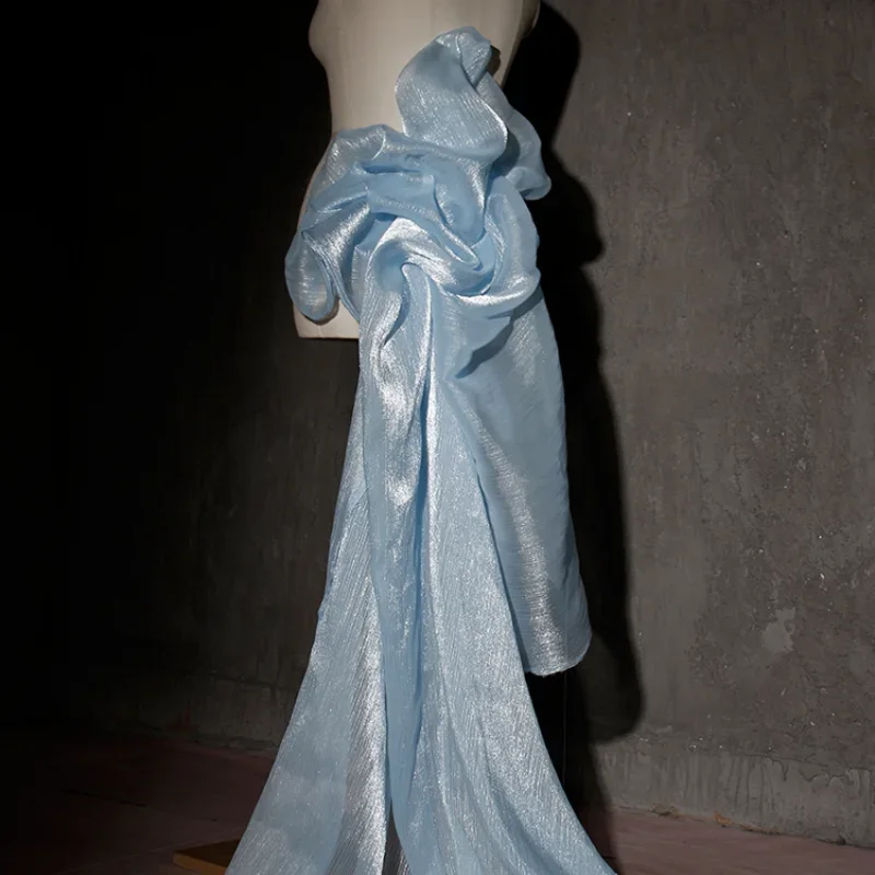 Сетчатая ткань плиссированная в блестящую полоску