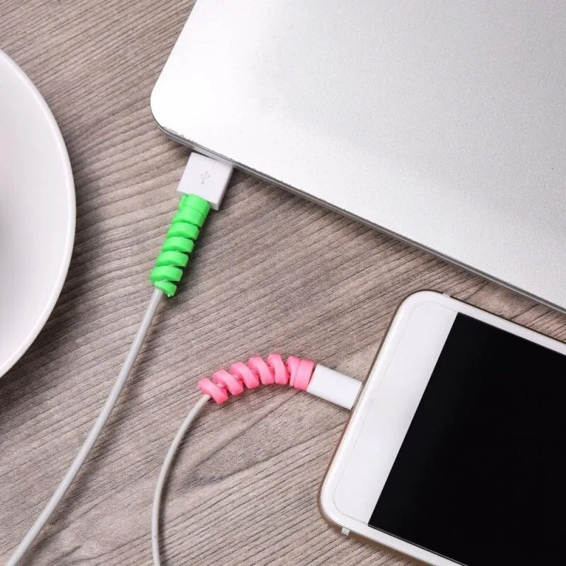 

HSYK 20pcs Spiral Cable Winder FOR iPhone Android IPad Micro Tpy C USB Phone Data Line Charging Cable Cord Saver Cover Portable