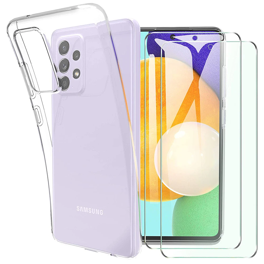 

Ultra Thin Silicone Clear Soft Case For Samsung Galaxy A72 A52 A32 A22 A71 A51 A31 A70 A50 A40 A30 & 2PCS Screen Protector