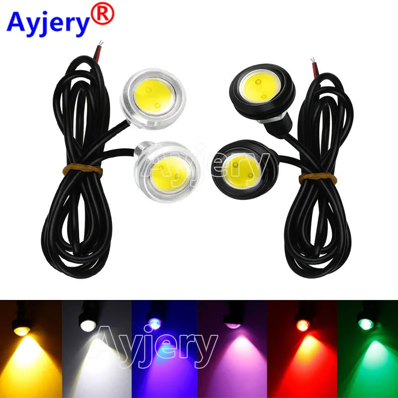 

AYJERY 10Pcs 12V 1W 18mm Eagle Eye Bulbs Car LED Daytime Running Lights COB DRL Signal Lamp Auto Fog Lamp Silver Shell White Red