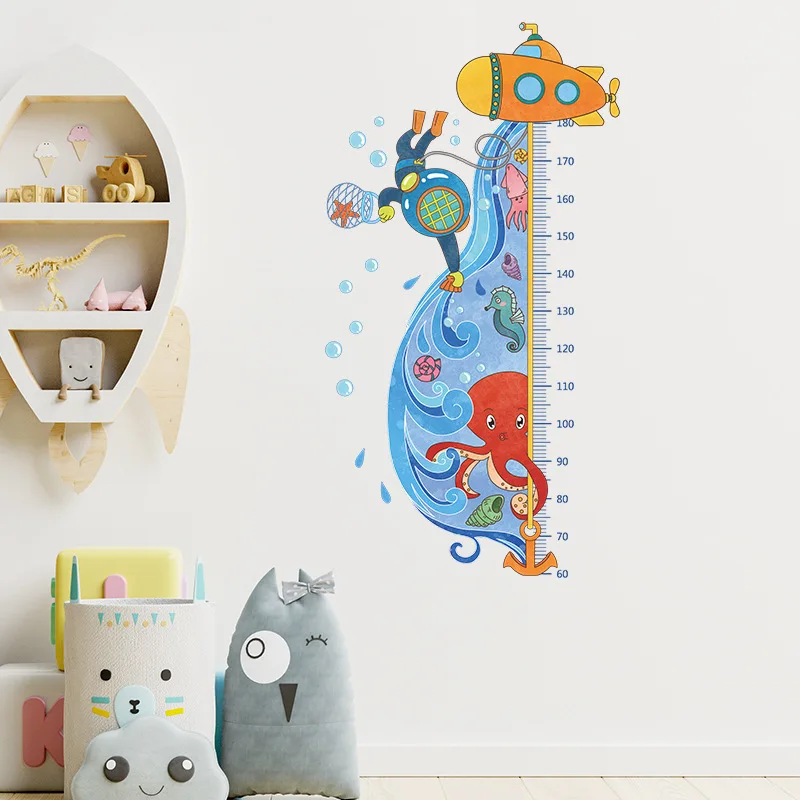 

Новинка 2022, подводный мир, осьминог, Матросская подводная лодка, высота, наклейка, детская комната, крыльцо, домашнее настенное украшение, на...