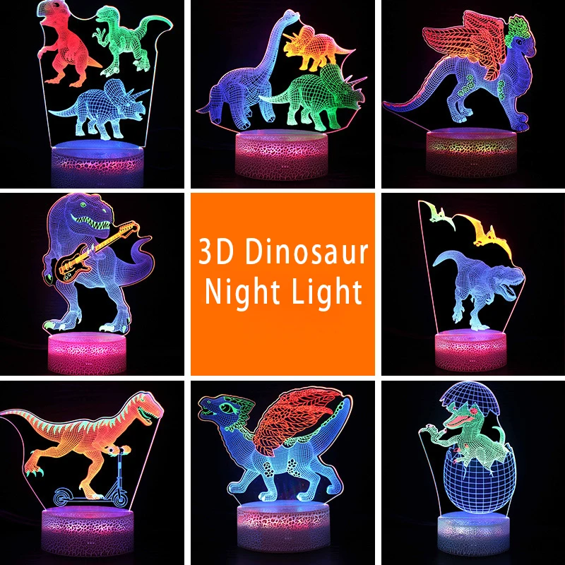 

Desktop Bedside 3D LED Night Light Dinosaur Series Gift Desktop Decoration Remote & Touch Control Kids LED Table Desk Lamp