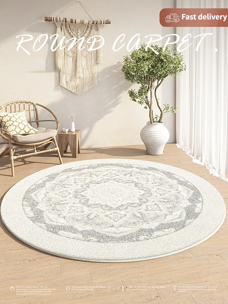 Round Carpets for Living Room Wool Rugs for Bedroom Thickened Sofa Coffee Table Carpet Striped Floor Mat Household Lounge Rug