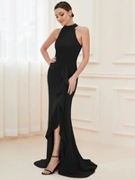 elegant evening dresses long mermaid sleeveless o neck chiffon gown 2022 ever pretty of simple prom women dress