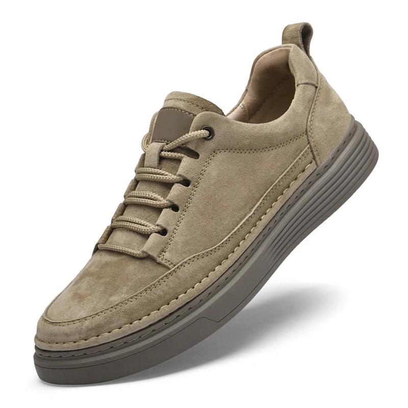 2024 Sneakers Men's Leather Breathable Youth Fashion Versatile Soft Bottom round Toe Lace-up Retro Casual Shoes Plus size 45