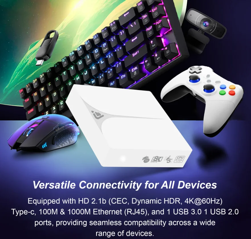 Фото ТВ-приставка C9 Android 14 Amlogic S905X5M 4 ГБ DDR4 128 ГБ EMMC 4K HD 2.1 WIFI6 BT5.4 Ethernet 1000M USB3.0 Медиаплеер №5