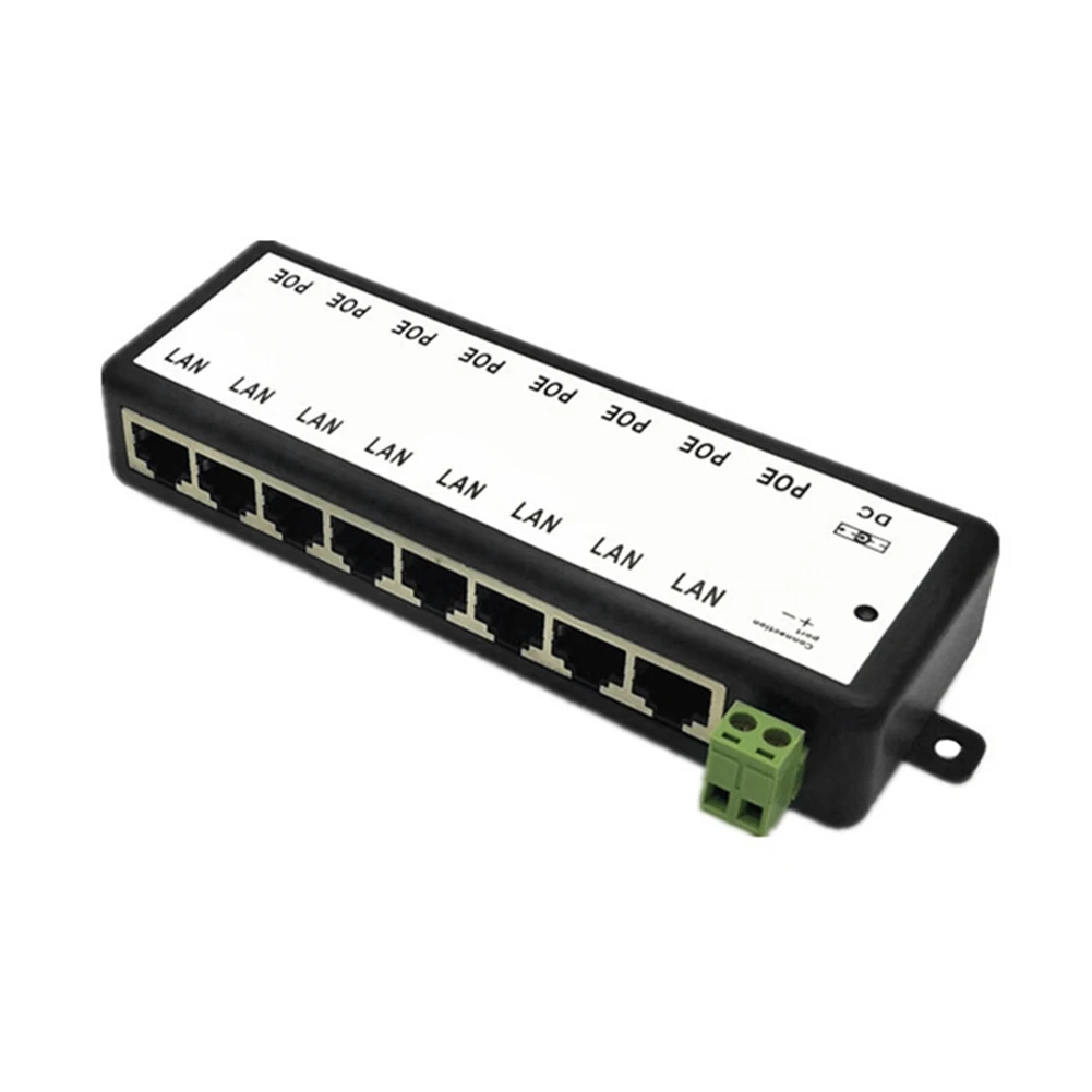 

8 Ports POE Injector Splitter Power Over Ethernet Connectors 12-48V