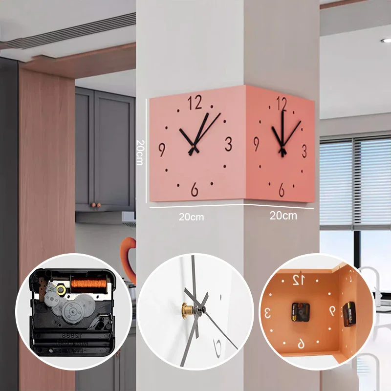 

Настенные 3D часы с автоматической индукцией, двухсторонние Угловые креативные стильные современные минималистичные настенные часы для гостиной