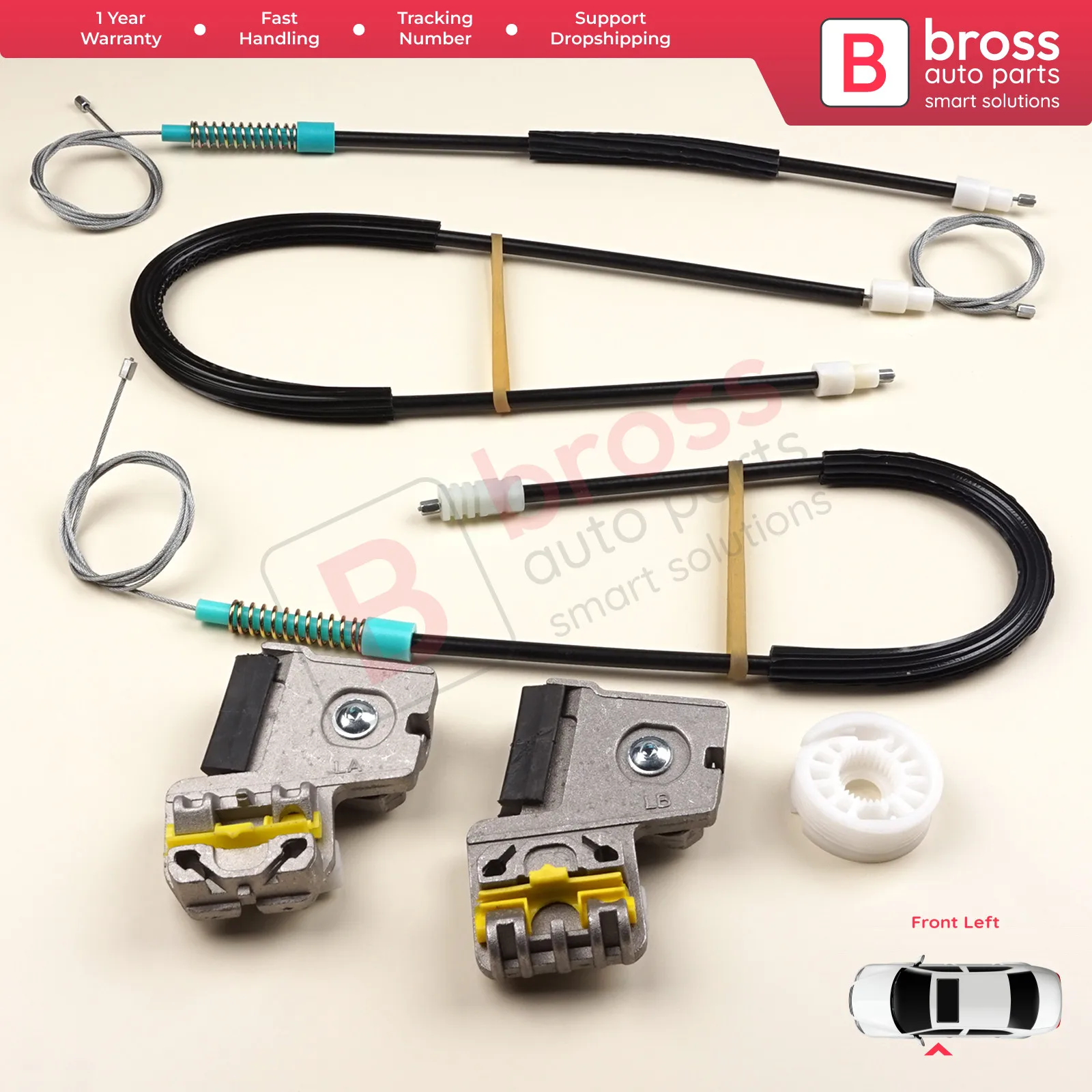 

Bross Auto Parts BWR382 Electrical Power Window Regulator Repair Kit Front Left Door for Peugeot 607 1999-10 with Metal Bracket