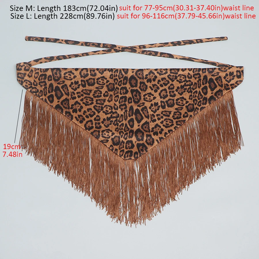 Тканевый пояс с леопардовым принтом и кисточками для женщин нерегулярный
