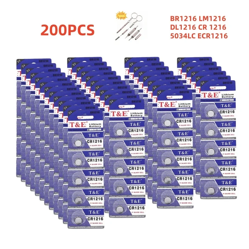 Литиевая батарея CR1216 BR1216 LM1216 DL1216 CR 1216 5034LC ECR1216 3 В 200 шт