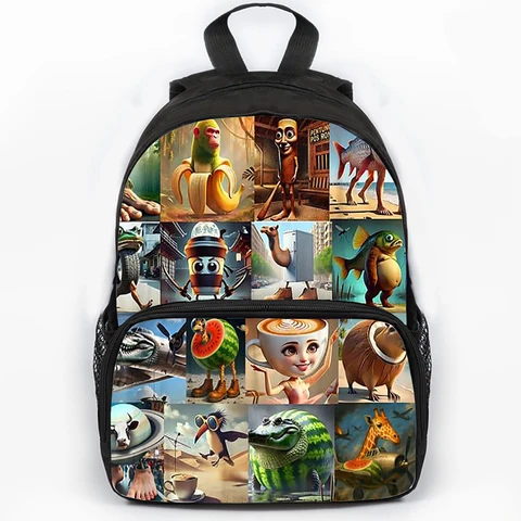 Итальянский рюкзак с принтом мозга, школьные сумки, мультяшный рюкзак Tung Sahur для учеников начальной школы, рюкзак для мальчиков и девочек, дорожный рюкзак Mochila