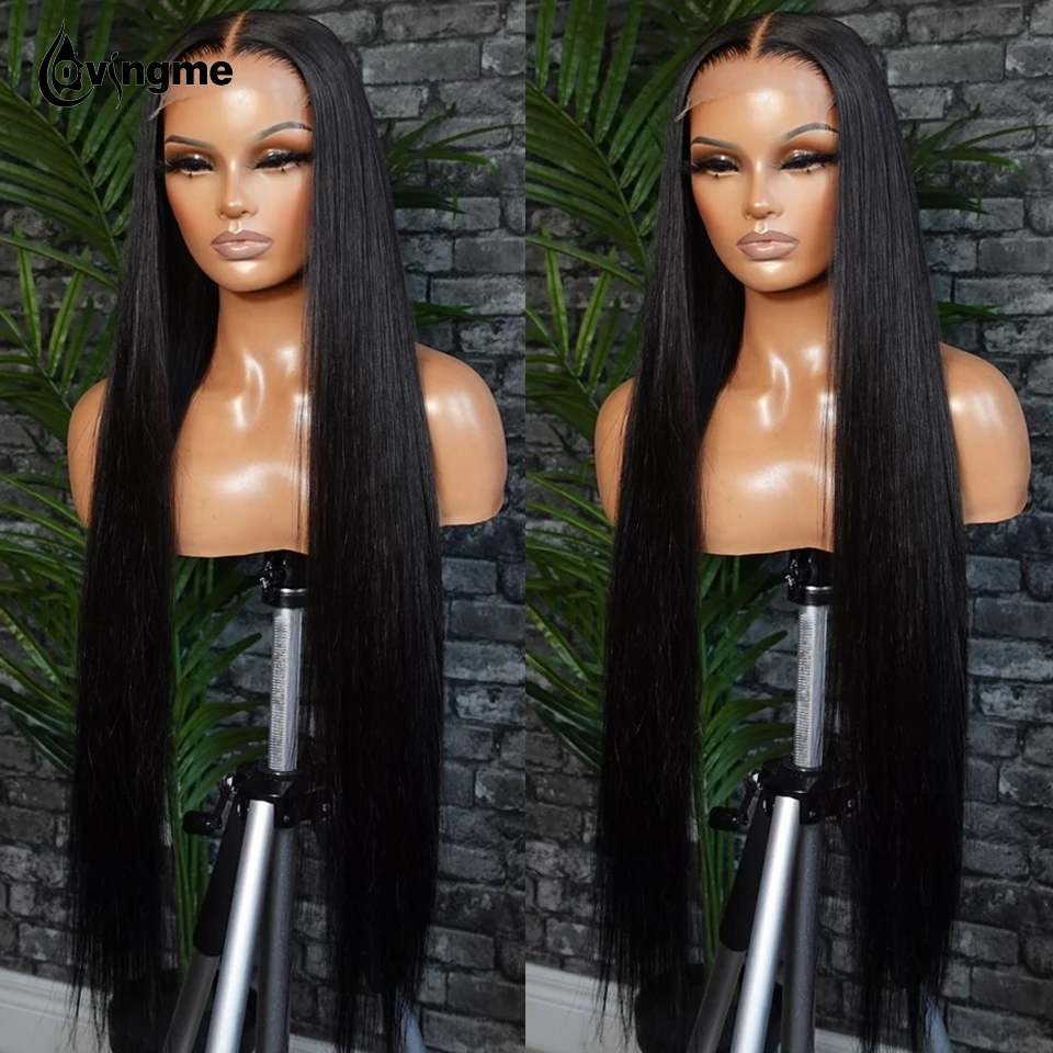 Straight 13x4 Transparent Lace Front Human Hair Wigs Brazilian Remy Bone Straight 34 36 Inch 250% 4x4 Lace Closure Wig For Women
