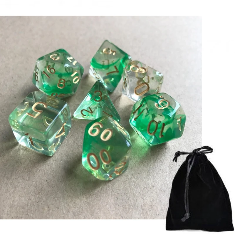 

Polyhedral 7-Die Semi-transparent Dice Complete Set of 4 6 8 10 12 20 For Dragon And Dungeon Game Dice Magic The Gathering
