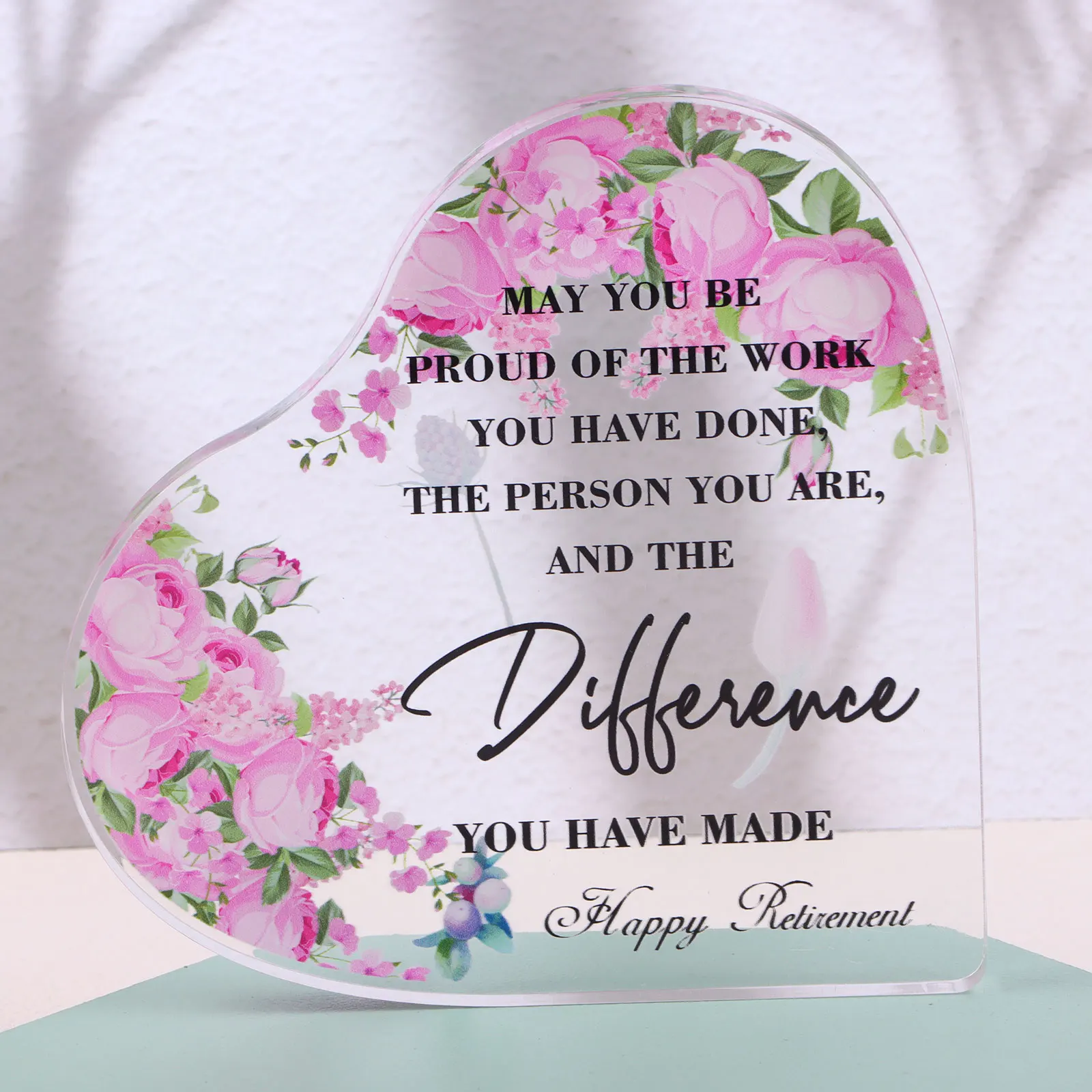 

Acrylic Heart Retirement Gift for Men Women Heart Shape Retired Table Decor Sign dining table centerpiece bedroom living room