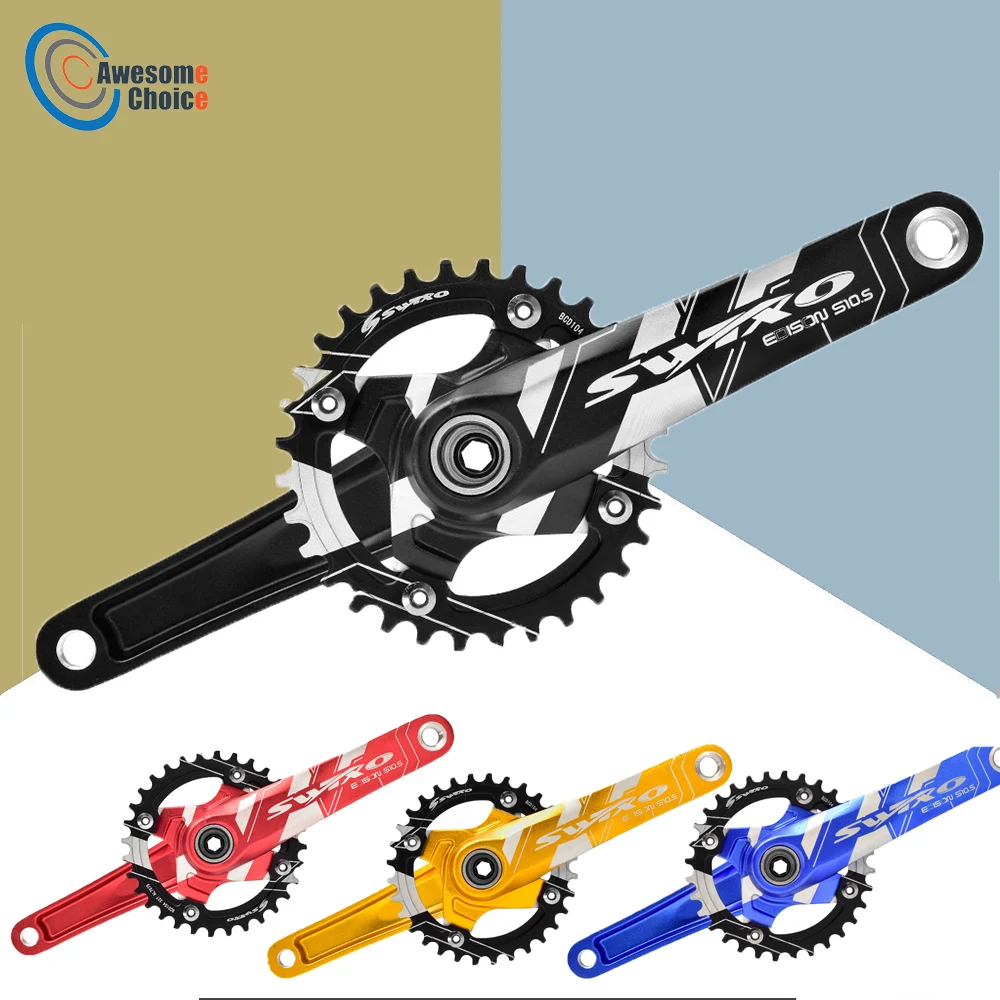

Bicycle Crank Chainwheel Axis 104BCD Integrated Aluminum MTB Bike Crank Set With Bottom 170mm Crank 34T 36T Plate Bicycle Parts