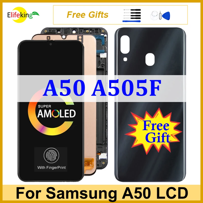 

6.0'' AMOLED Screen For Samsung Galaxy A50 A505 Display A505F A505FN/DS A505F/DS Touch Screen Digitizer Replacement With Frame