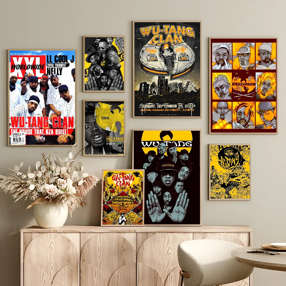 W-WU-T-TANG C-CLAN Classic Anime Movie Posters Fancy Wall Sticker For Living Room Bar Decoration Decor
