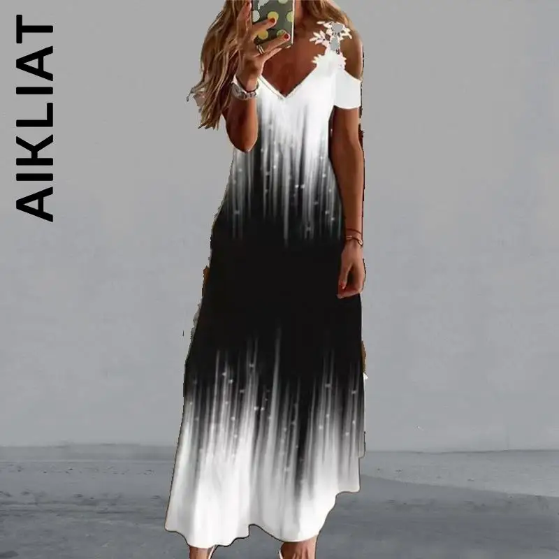 Платье Aikliat женское модное сексуальное платье с V-образным вырезом и коротким
