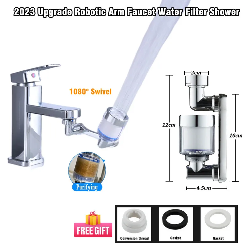 

Обновленный фильтр для воды на смеситель с вращением на 1080 °, кухонный фотоочиститель, адаптер 22/24 мм, фильтр на смеситель, Душевая насадка, Роботизированная ручка