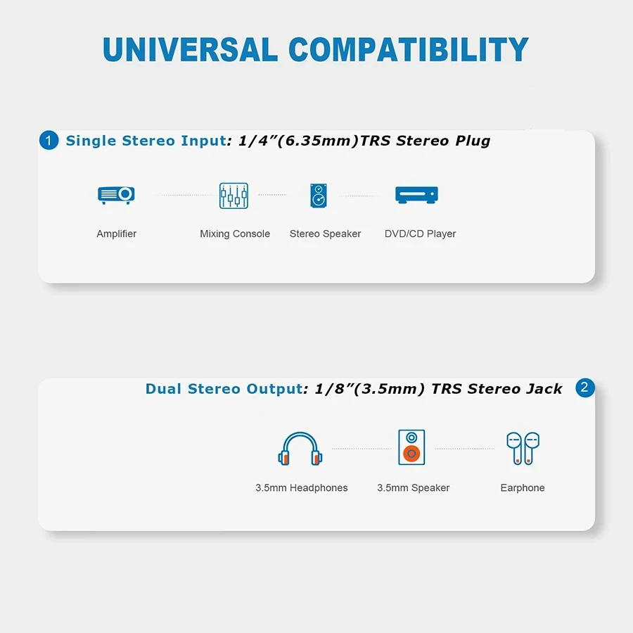 Аудиокабель со штекером 1/4 дюйма 3 5 мм от 6 35 до