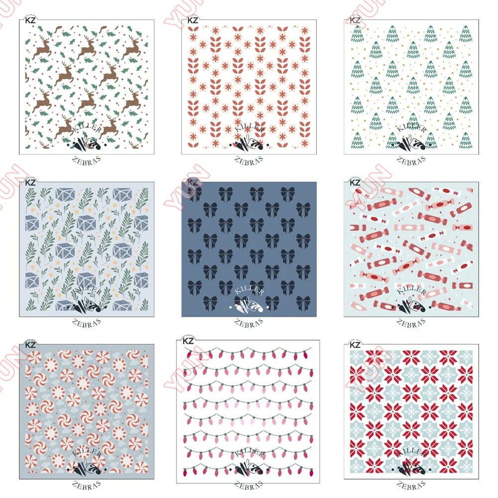 Новинка 2024 рождественский трафарет конфеты гирлянды банты тиснение шаблон