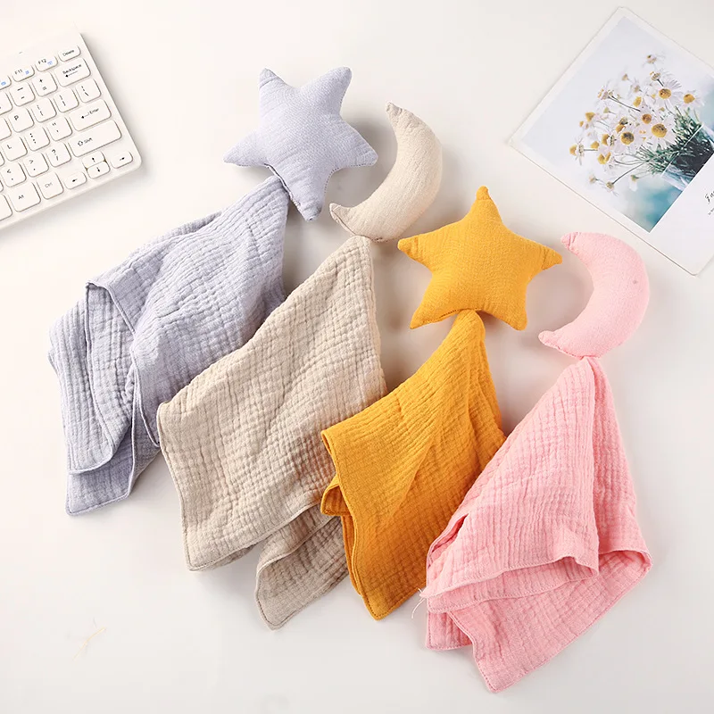 

Baby Cotton Double-Layers Gauze Saliva Towel Star Moon Soft Comforter Blanket Baby Sleeping Doll Appeasing Towel Bibs