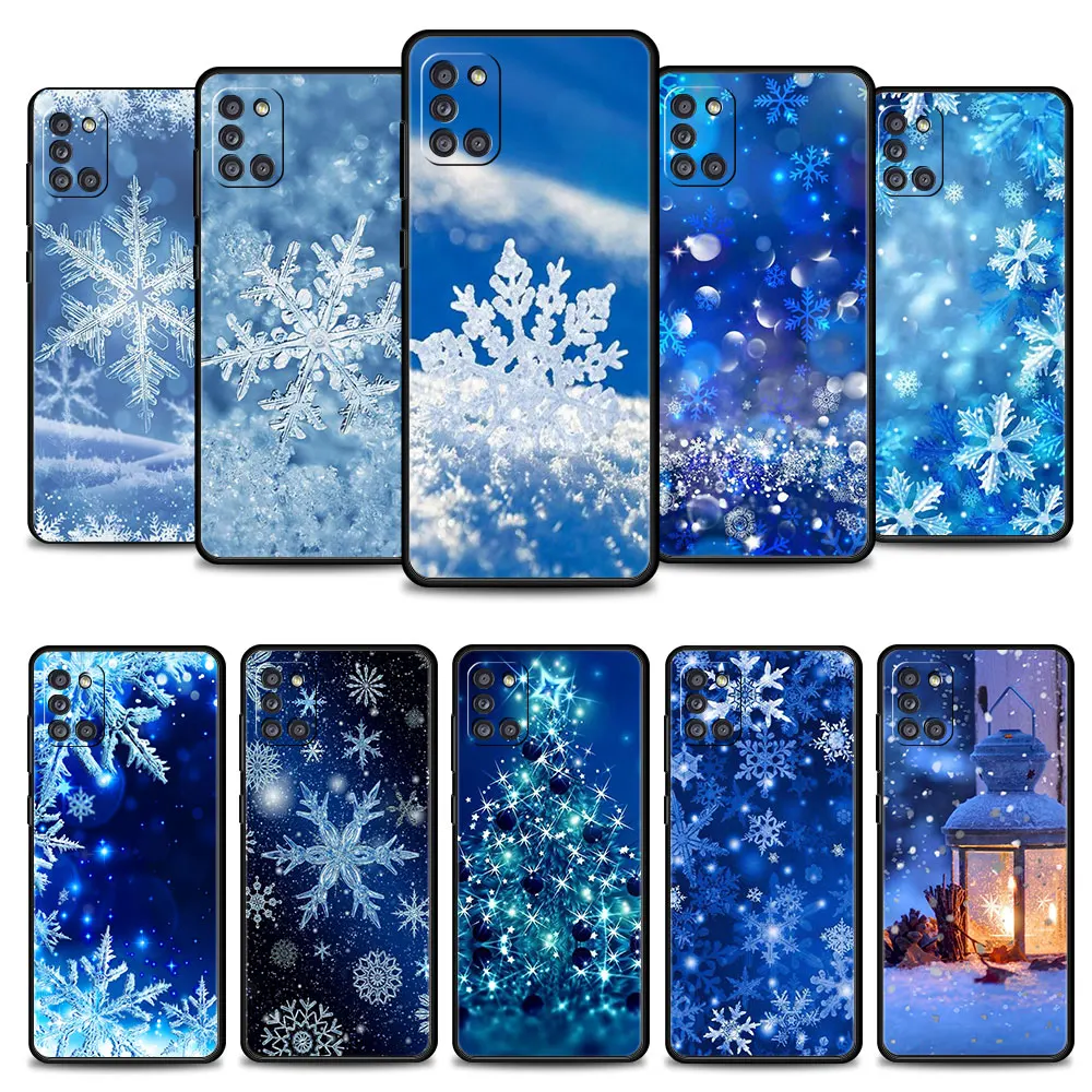 

Christmas Winter Blue Snowflakes Phone Case For Samsung Galaxy A73 A72 A71 A12 A21s A22 A23 A31 A32 A51 A52 A52s A53 A02s Cover