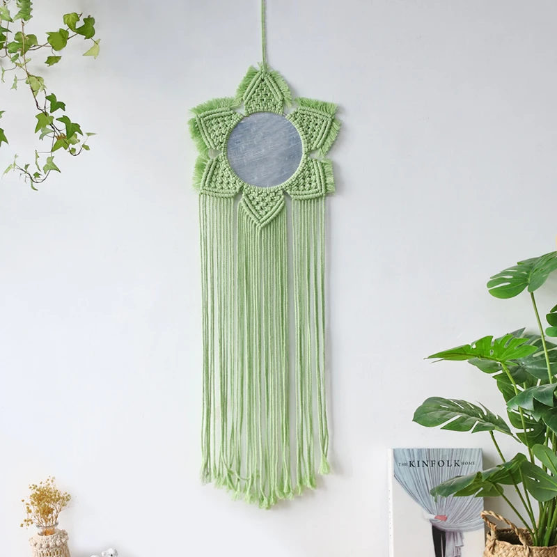 Круглое зеркало макраме в стиле бохо декоративные зеркала украшение для комнаты