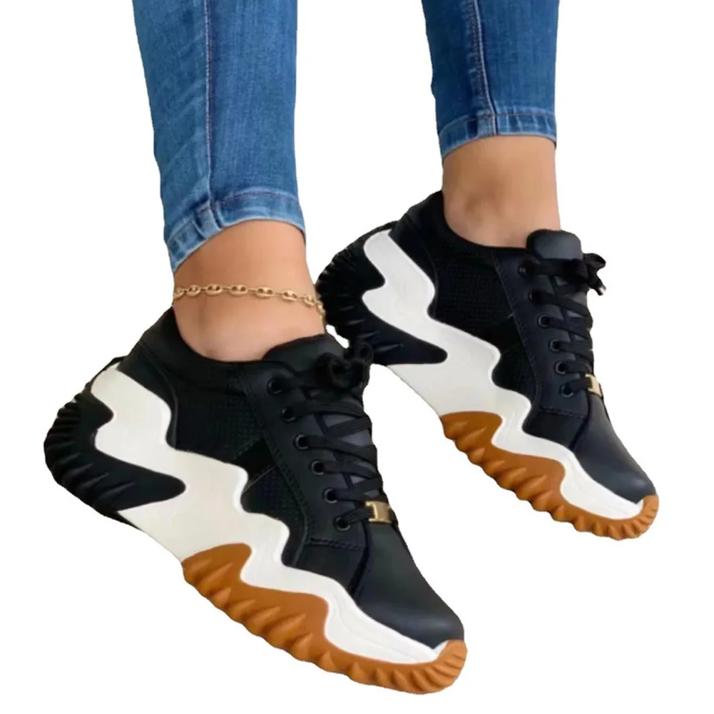 2022 Fashion Women's Casual Flat Shoes Reflective Autumn Newest Ins Fashion Ladies Flat Platform Shoes Wedges Winter Shoes